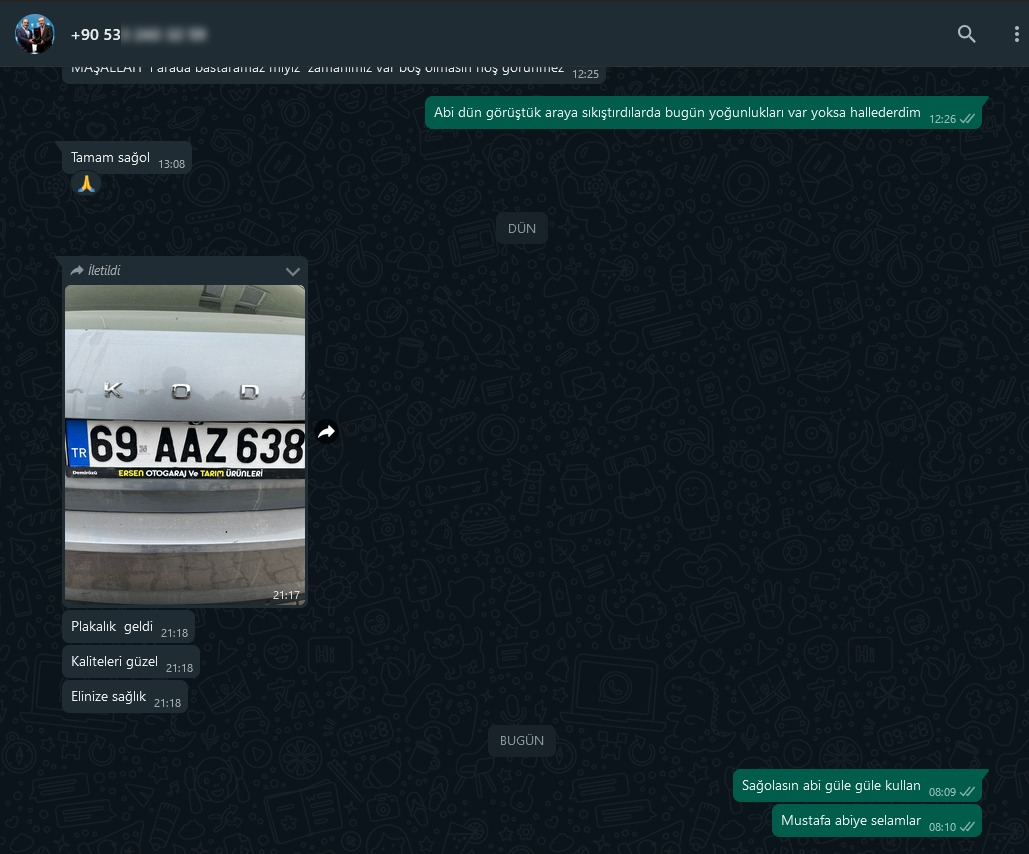 toptan plakalık müşteri memnuniyeti whatsapp
