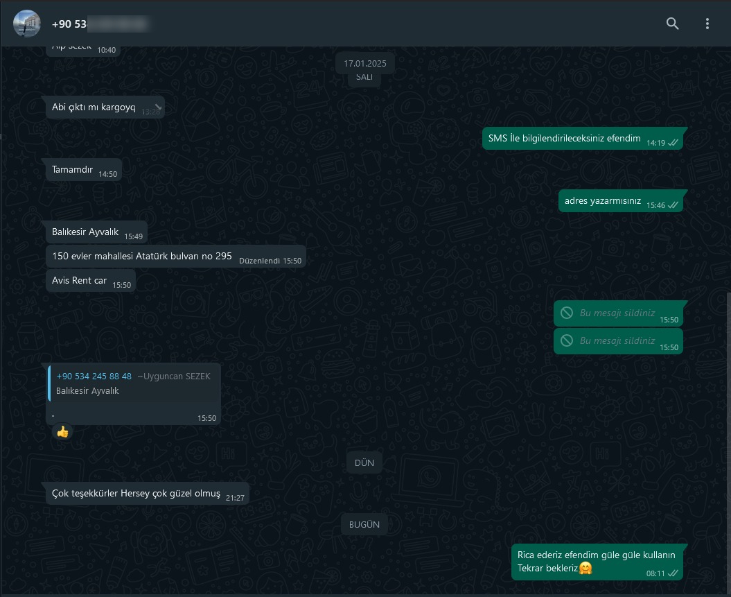 toptan plakalık müşteri memnuniyeti whatsapp