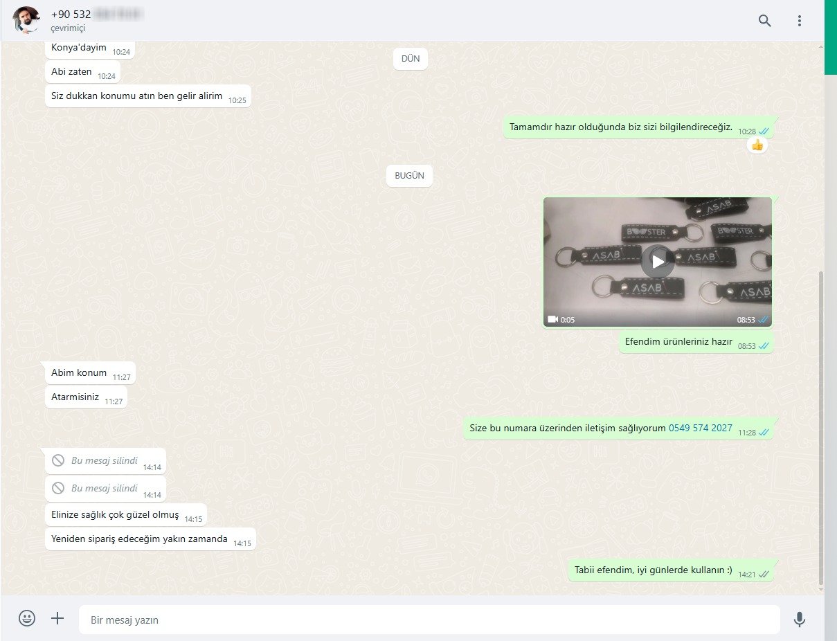 toptan plakalık müşteri memnuniyeti whatsapp